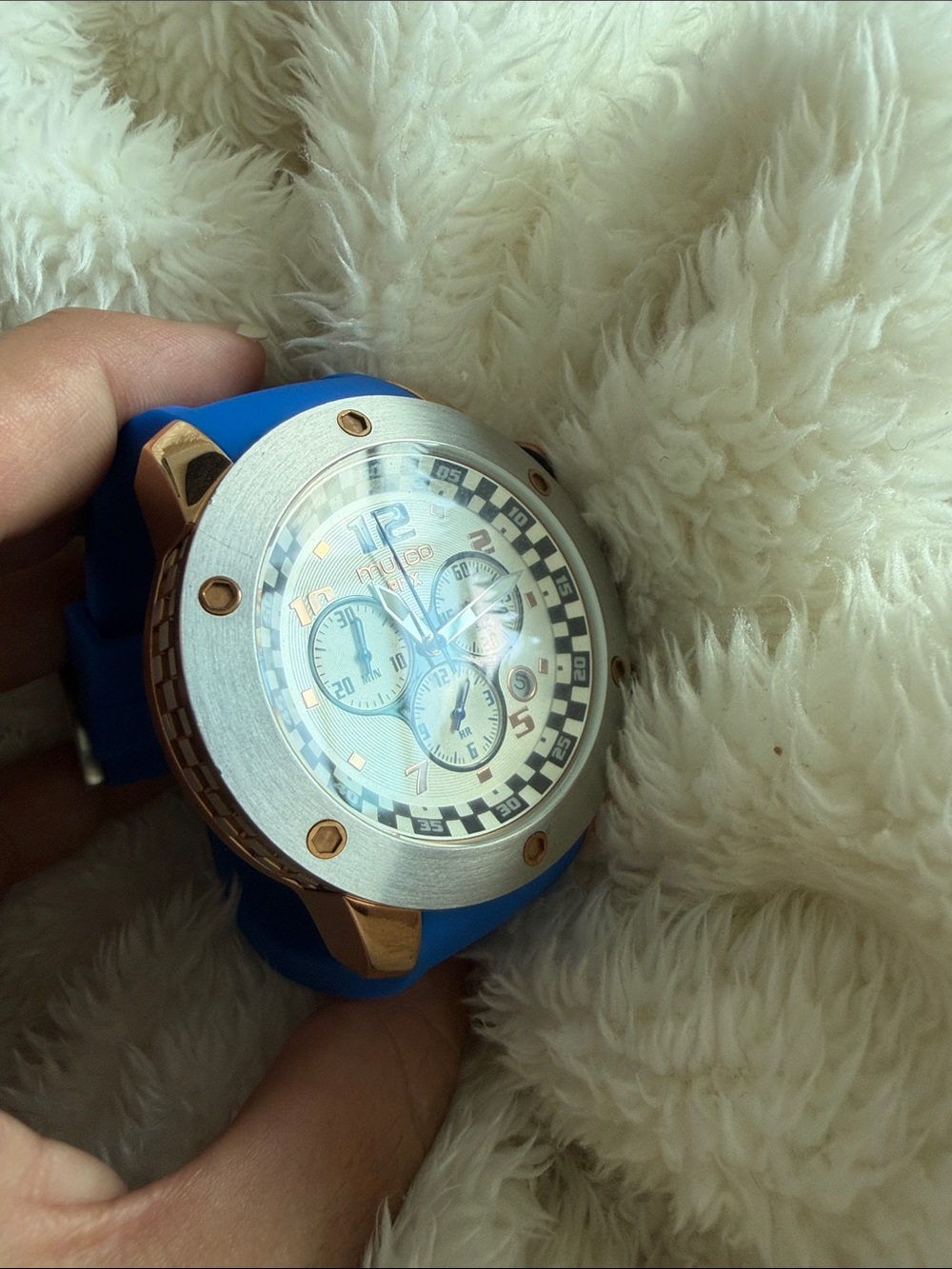 Mulco Blue and Rose Gold Sport Chronograph Watch - Picture 8 of 11
